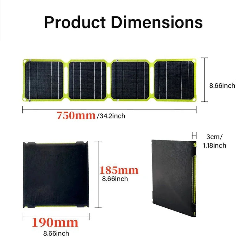 100W Foldable Solar Panel Charger | Portable USB/PD Power Bank for Camping, RV, Outdoor & Travel
