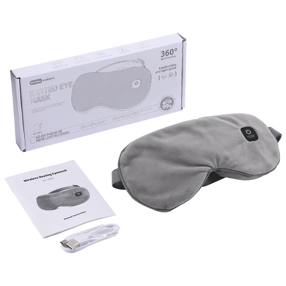 Cordless Heated Eye Mask – Warm Steam Sleep Mask for Dry Eyes & Fatigue Relief