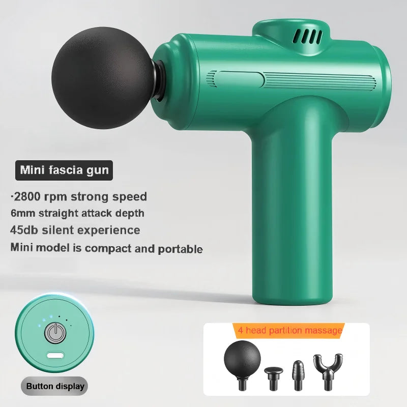 USB Rechargeable Massage Gun – Mini Percussion Therapy Device with 4 Attachments for Muscle Recovery