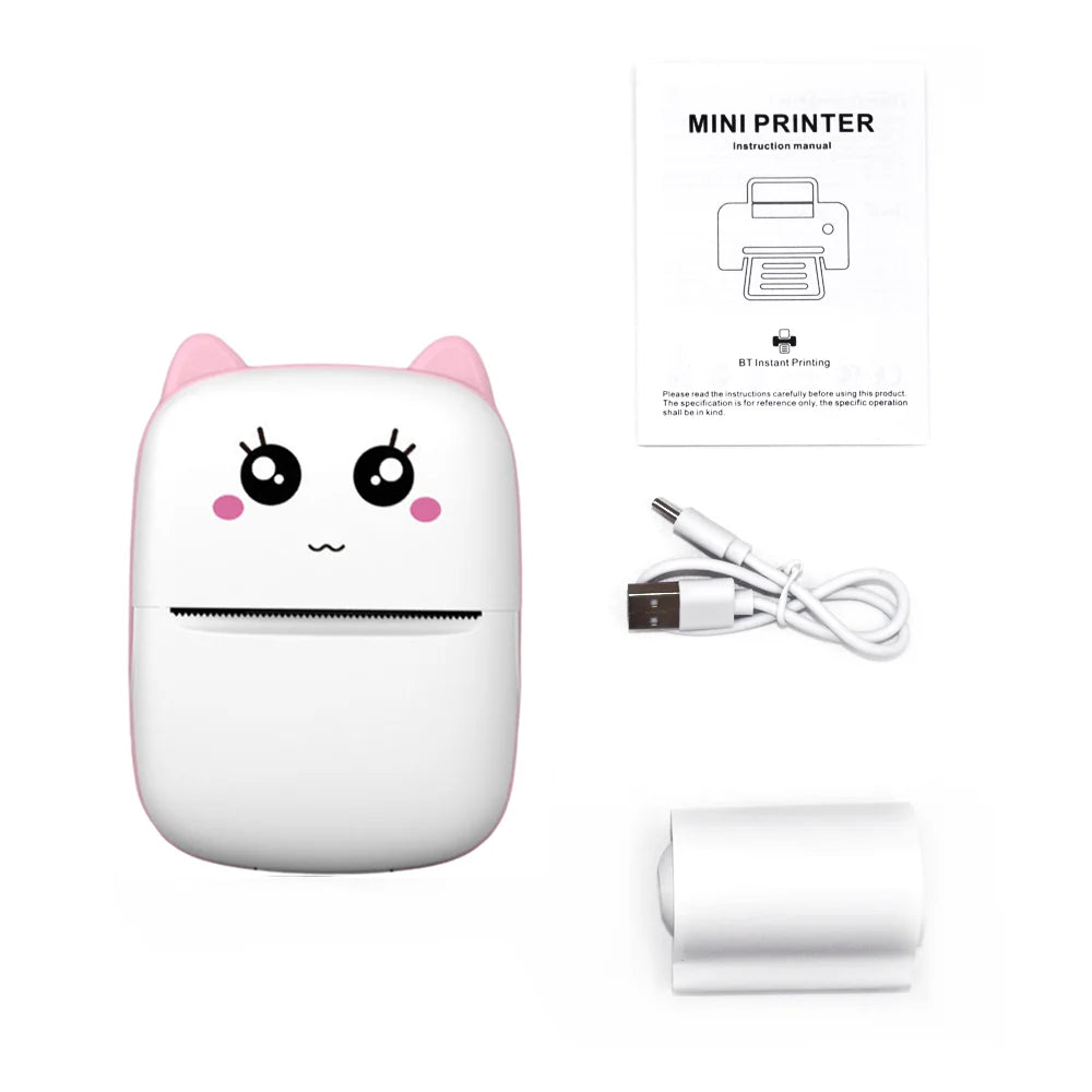 Mini Thermal Printer Wireless Bluetooth Portable Receipt Label Printer with USB Cable