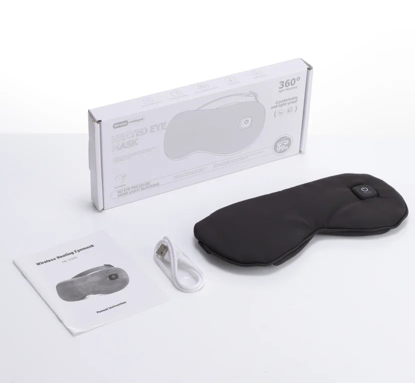 Cordless Heated Eye Mask – Warm Steam Sleep Mask for Dry Eyes & Fatigue Relief
