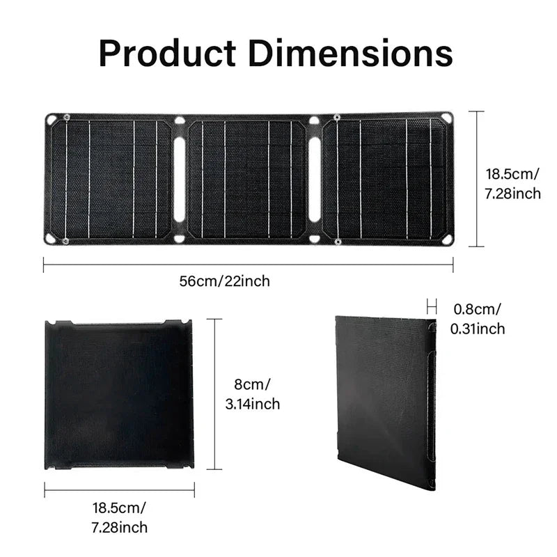 100W Foldable Solar Panel Charger | Portable USB/PD Power Bank for Camping, RV, Outdoor & Travel