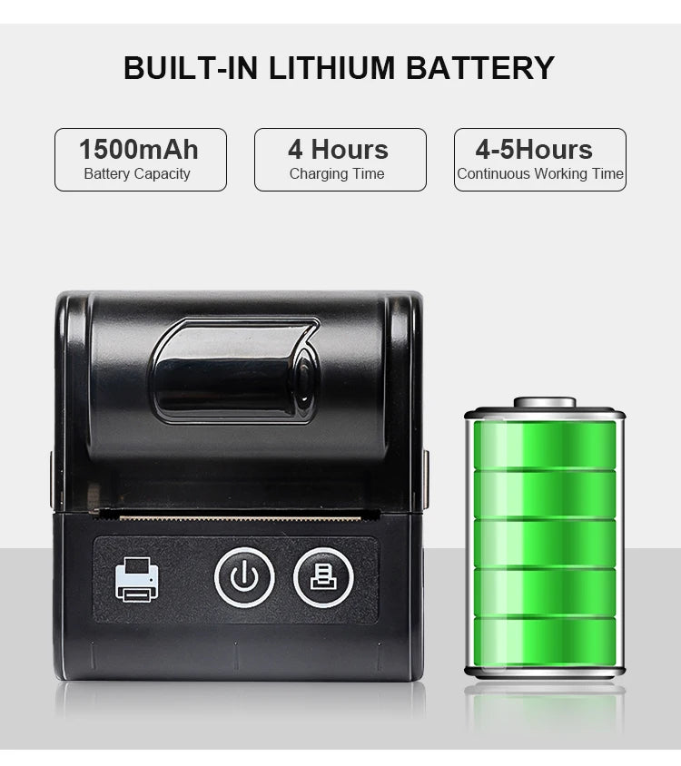 58mm Portable Bluetooth Thermal Printer | Mini Receipt Printer for iOS & Android