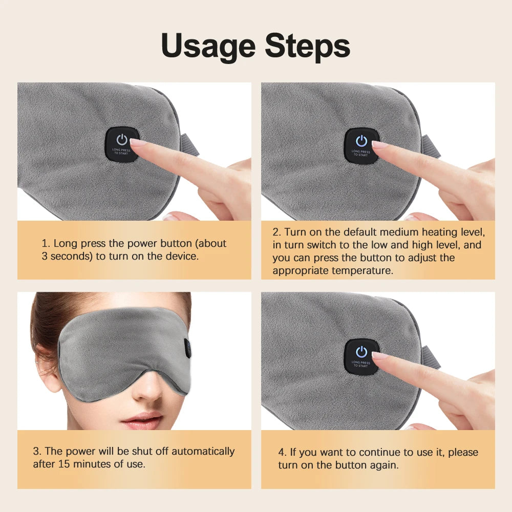 Cordless Heated Eye Mask – Warm Steam Sleep Mask for Dry Eyes & Fatigue Relief