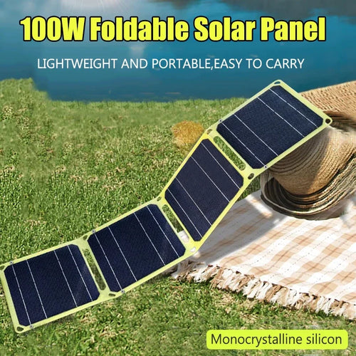 100W Foldable Solar Panel Charger | Portable USB/PD Power Bank for Camping, RV, Outdoor & Travel