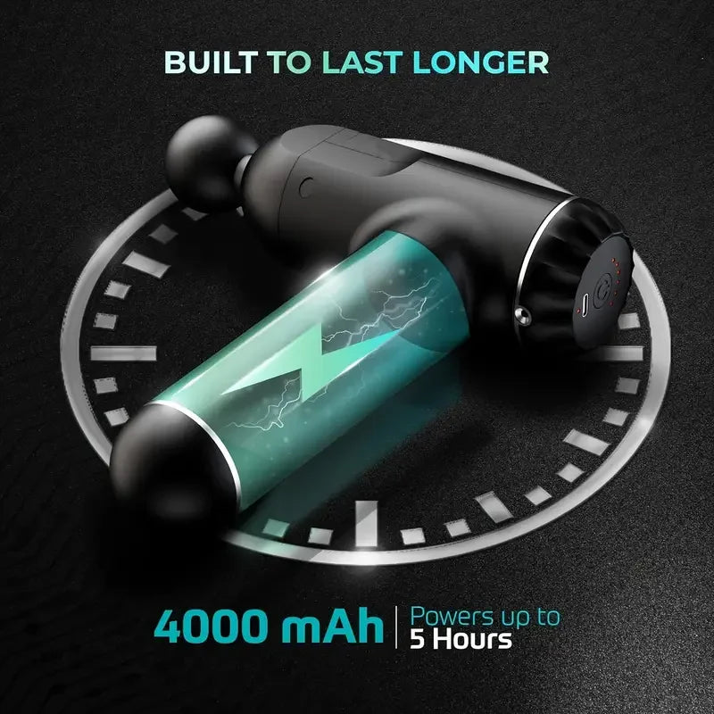 Portable Muscle Massage Gun with 8 Heads – Deep Tissue Handheld Massager