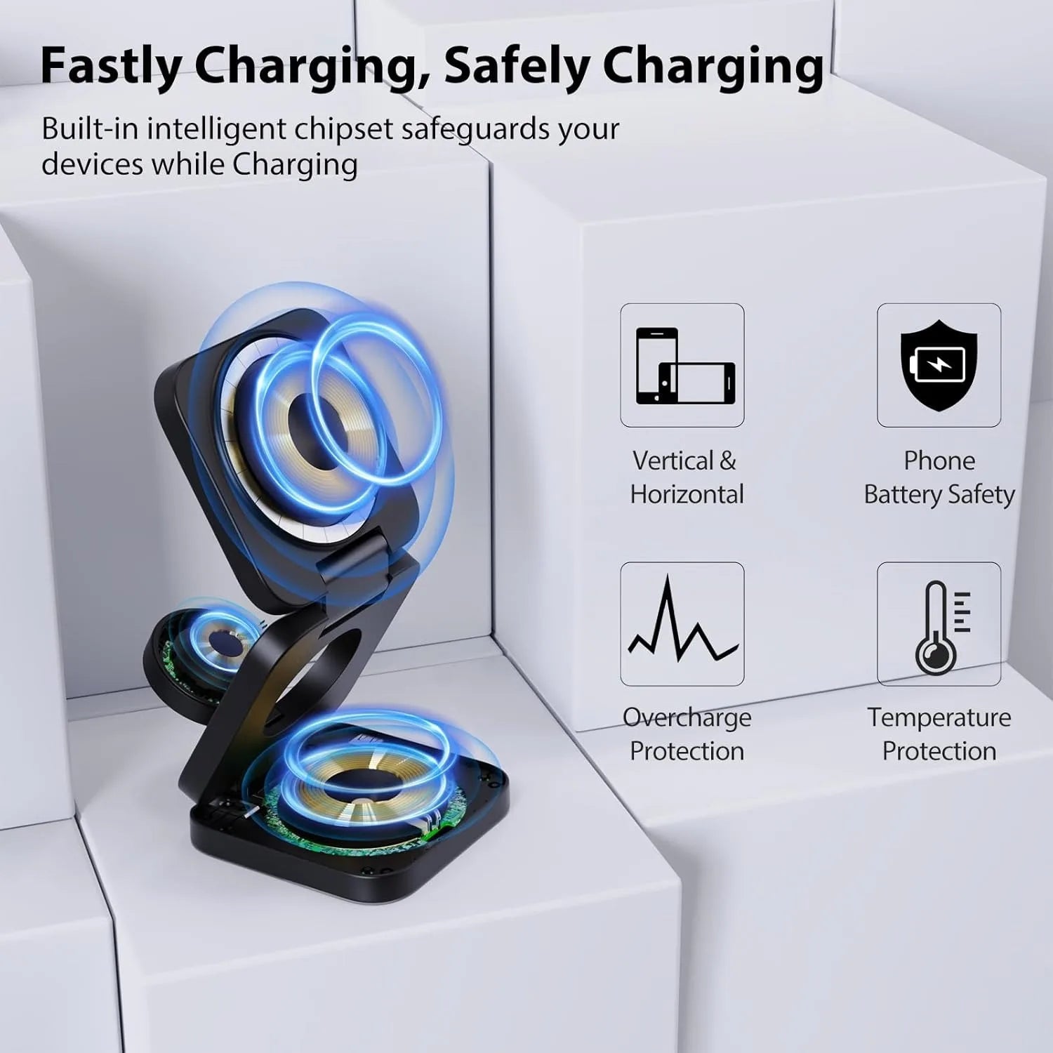 3-in-1 Magnetic Wireless Charging Stand – Foldable Fast Charger for iPhone, Apple Watch & AirPods