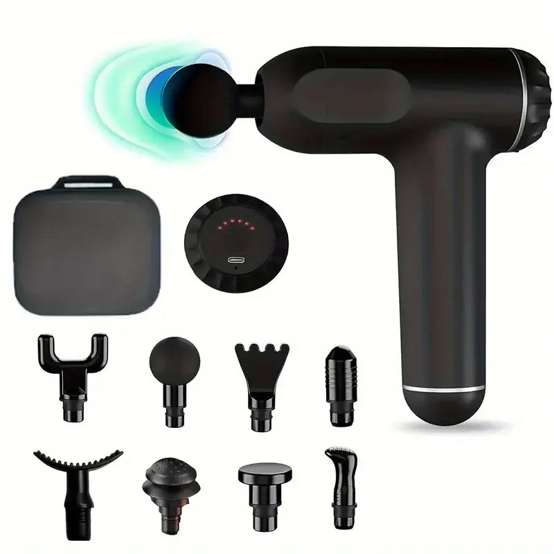 Portable Muscle Massage Gun with 8 Heads – Deep Tissue Handheld Massager