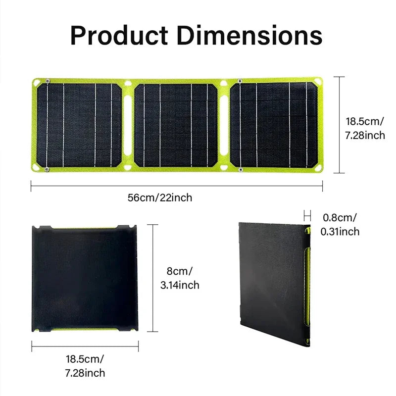 100W Foldable Solar Panel Charger | Portable USB/PD Power Bank for Camping, RV, Outdoor & Travel