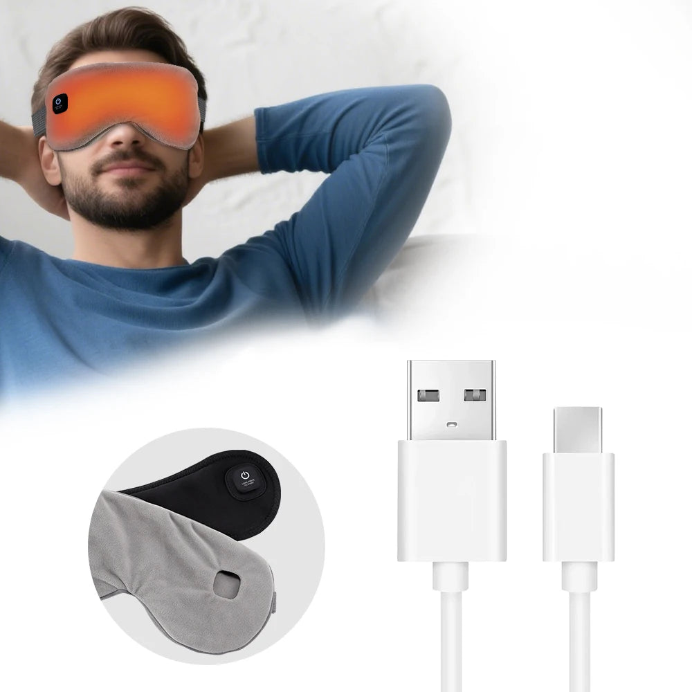 Cordless Heated Eye Mask – Warm Steam Sleep Mask for Dry Eyes & Fatigue Relief