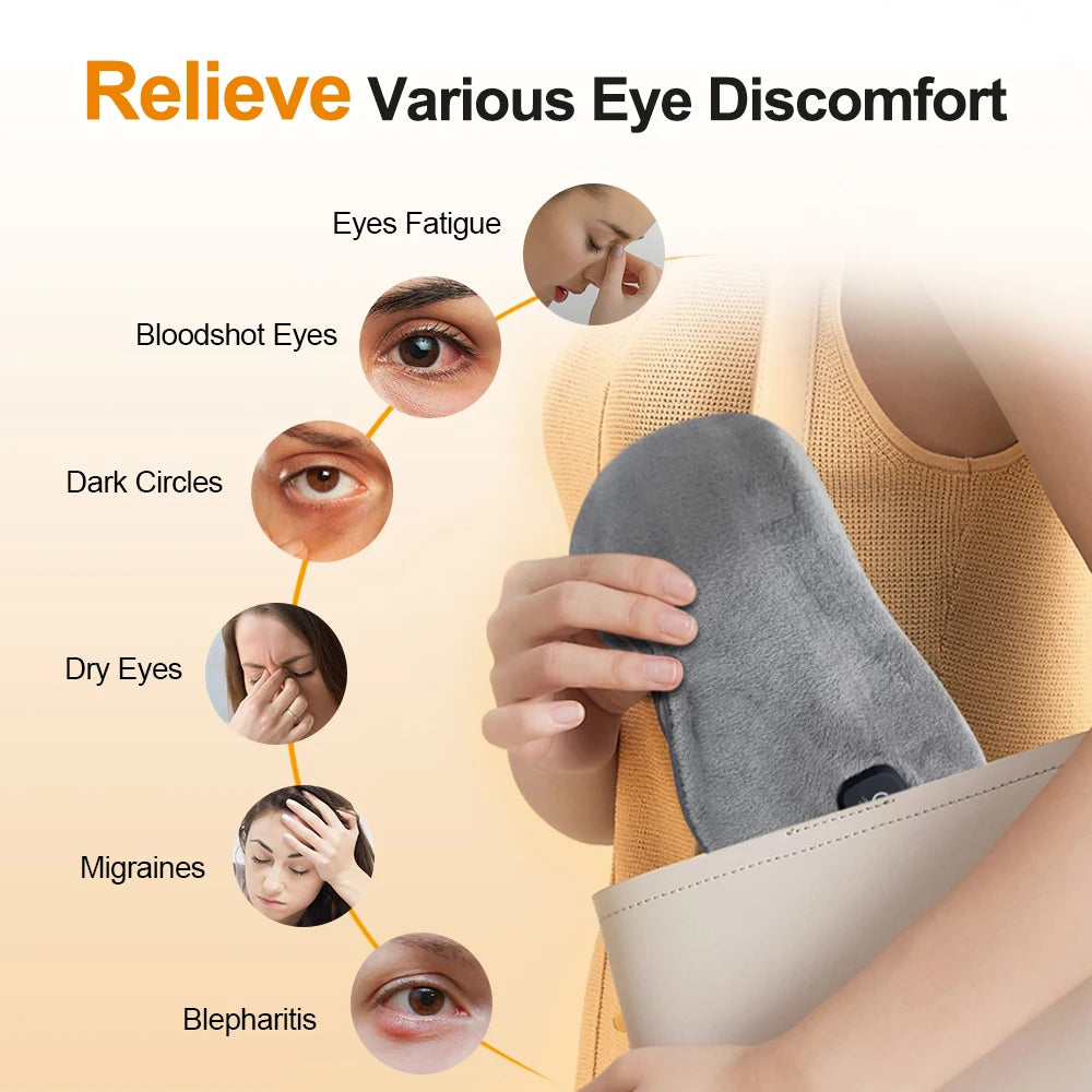 Cordless Heated Eye Mask – Warm Steam Sleep Mask for Dry Eyes & Fatigue Relief