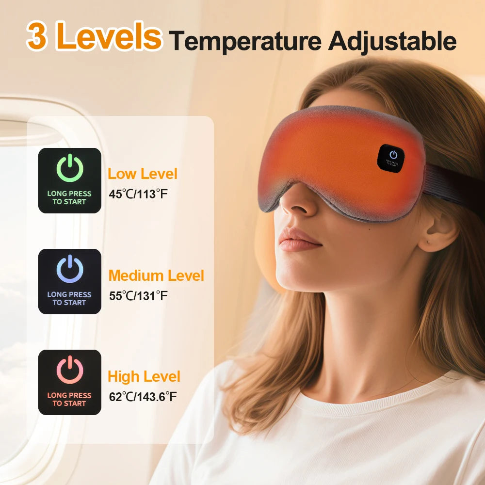 Cordless Heated Eye Mask – Warm Steam Sleep Mask for Dry Eyes & Fatigue Relief