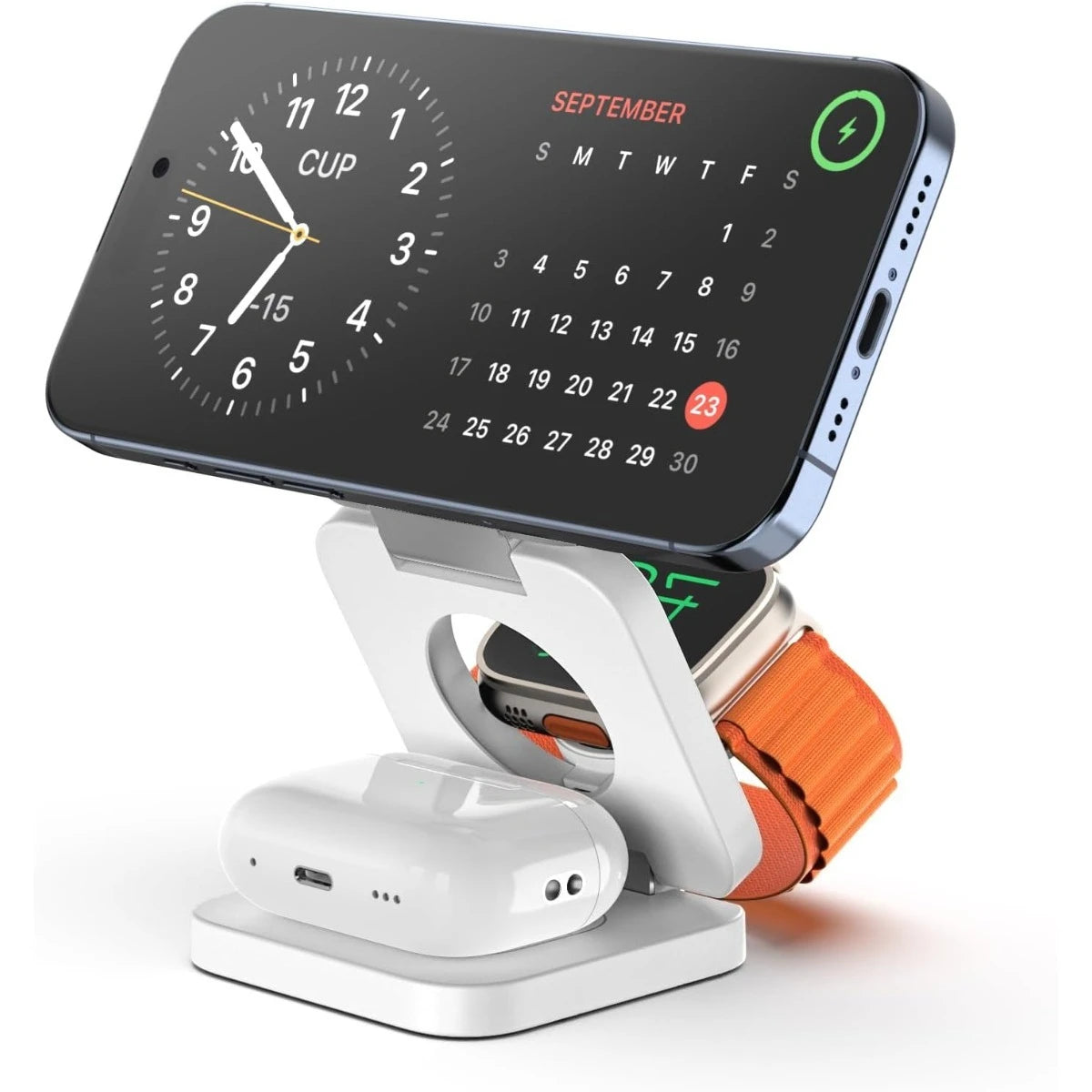 3-in-1 Magnetic Wireless Charging Stand – Foldable Fast Charger for iPhone, Apple Watch & AirPods