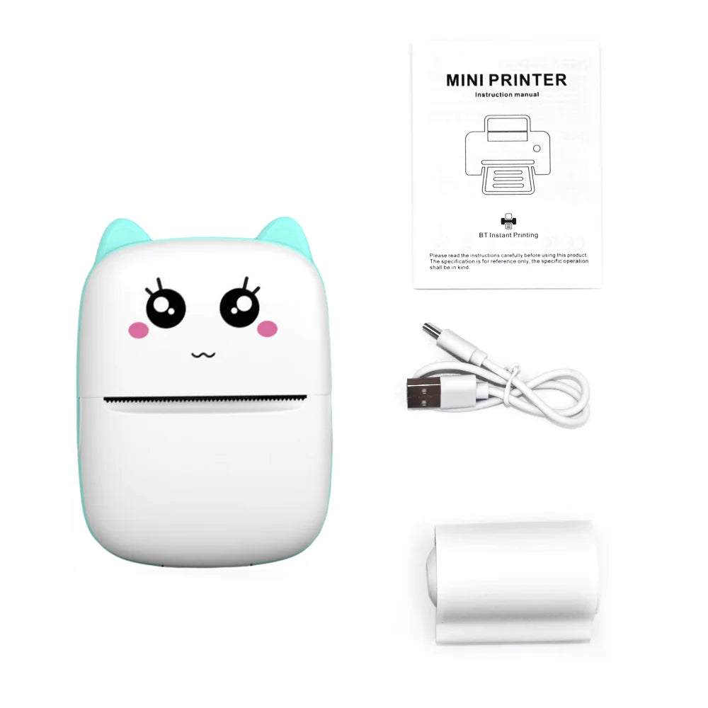Mini Thermal Printer Wireless Bluetooth Portable Receipt Label Printer with USB Cable