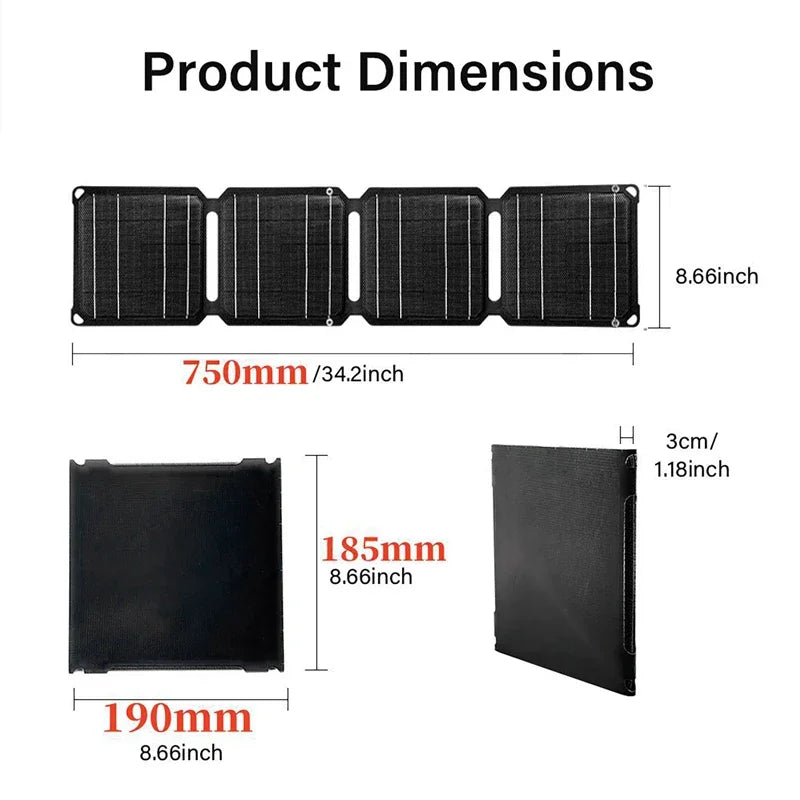 100W Foldable Solar Panel Charger | Portable USB/PD Power Bank for Camping, RV, Outdoor & Travel