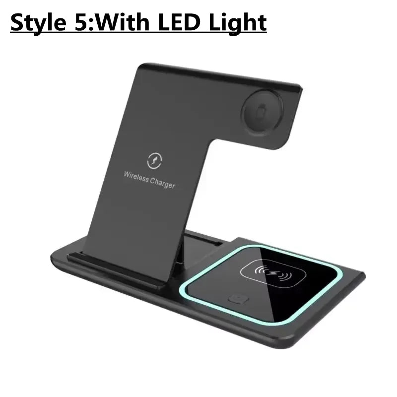 3-in-1 Magnetic Wireless Charger Stand, Fast Charging Dock for iPhone, Apple Watch & AirPods