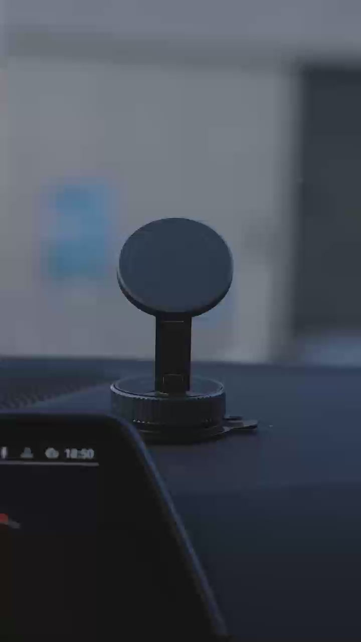 15W Wireless Magnetic Car Charger | Vacuum Suction Phone Holder with Multi-Angle Rotation